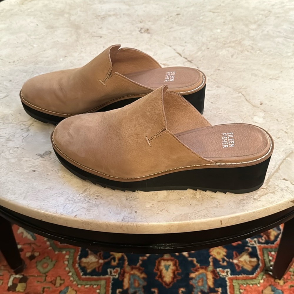 Eileen Fisher Nubuck Leather Loti Wedge Mule